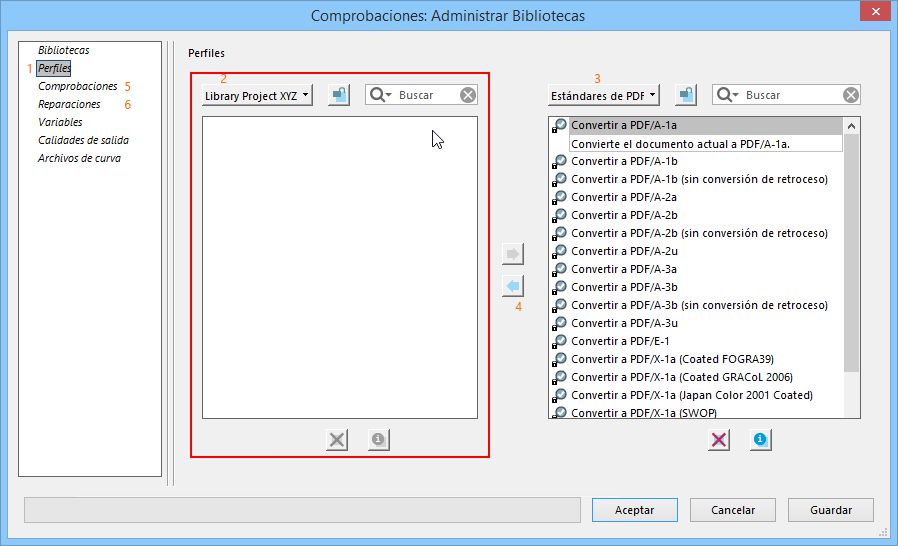 Cuadro de diálogo Administrar Bibliotecas