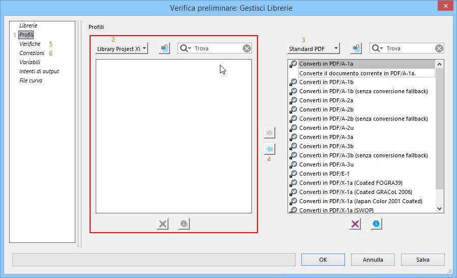 Finestra di dialogo Gestisci librerie
