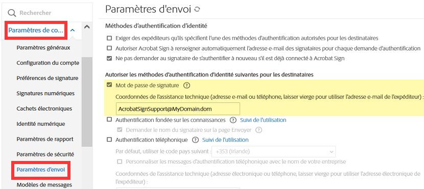 Personnalisation des commandes de message de mot de passe