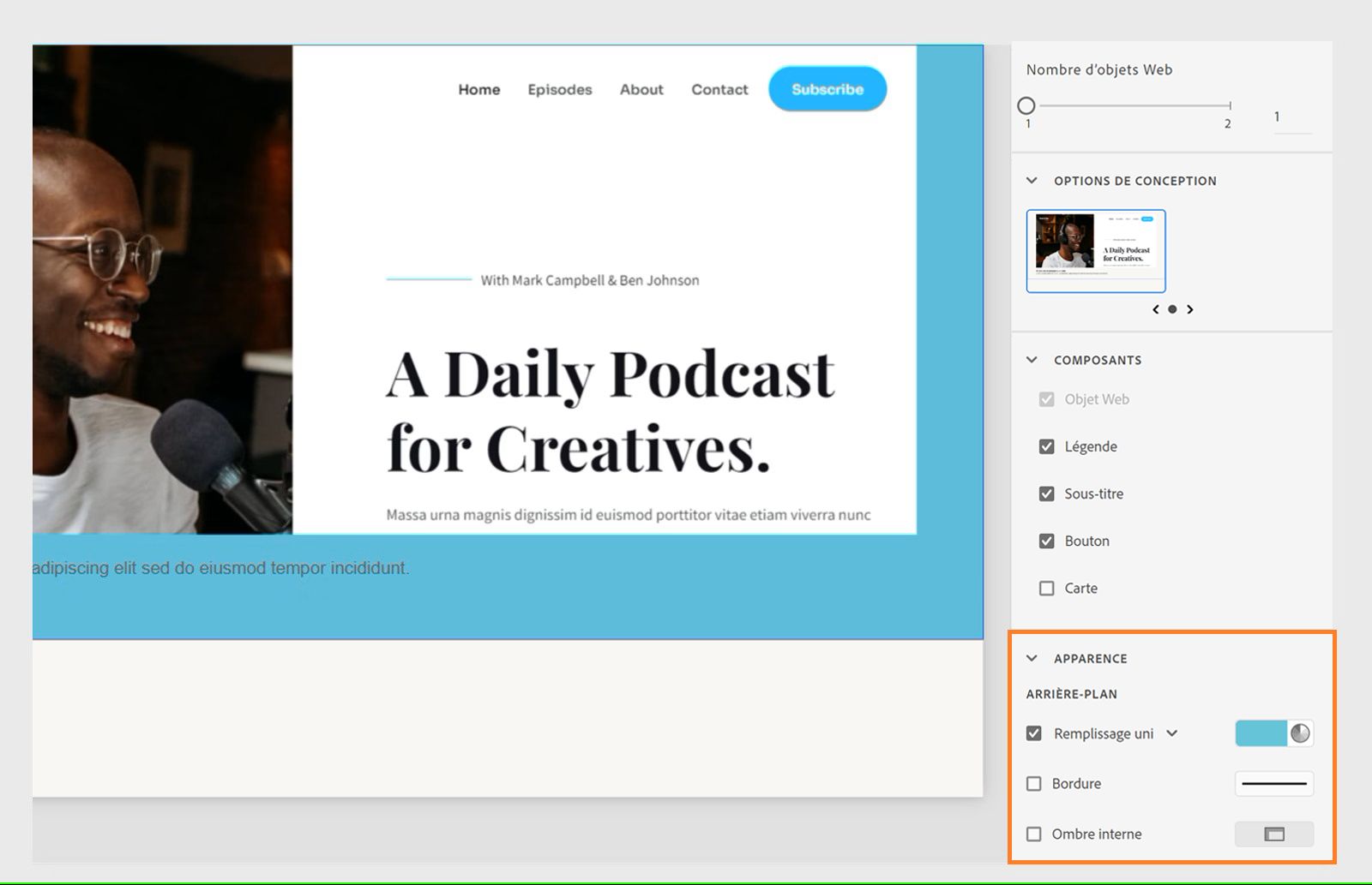 Personnalisation de l’apparence d’un objet Web