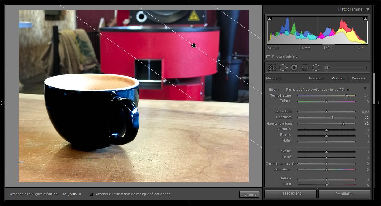Modifications appliquées à la zone de masque