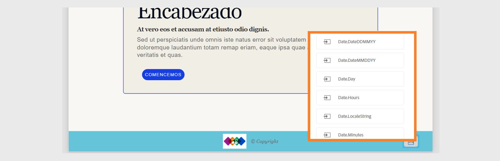 Lista de variables para mostrar la fecha en varios formatos