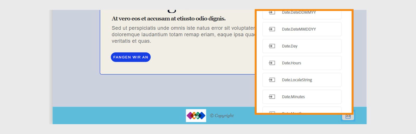 Liste von Variablen, um das Datum in verschiedenen Formaten anzuzeigen