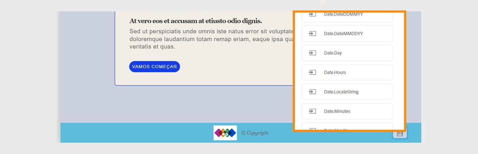 Lista de variáveis para exibir a data em vários formatos