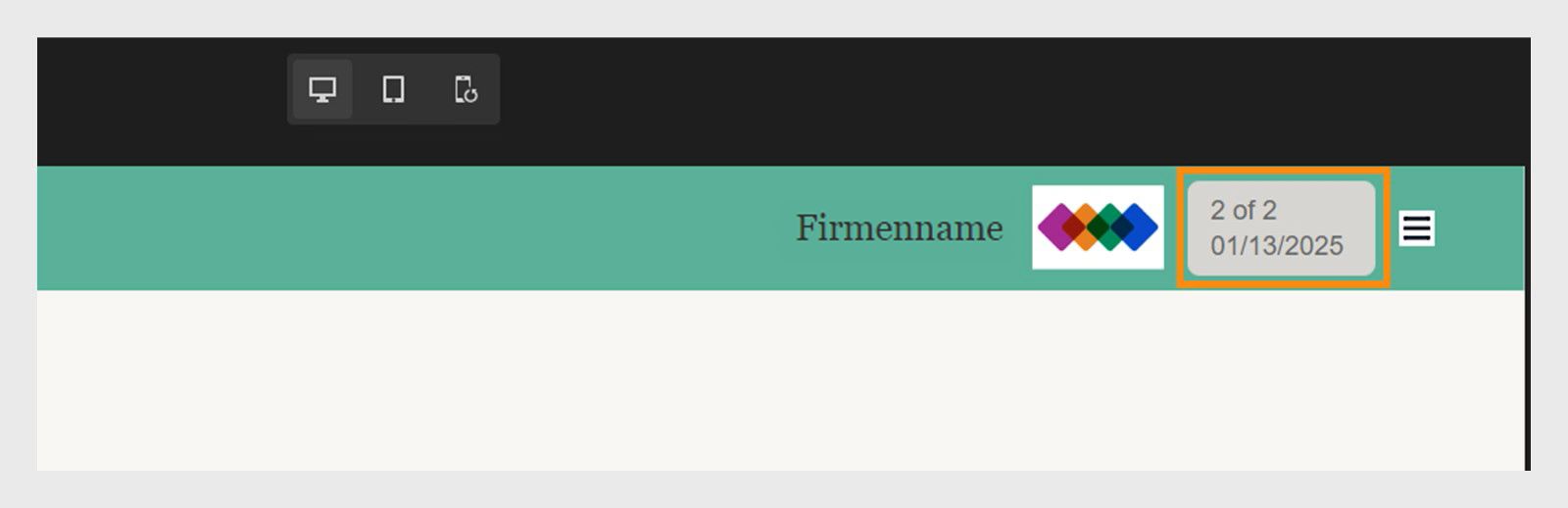 Vorschau der Datumsvariablen in einer Kopfzeile