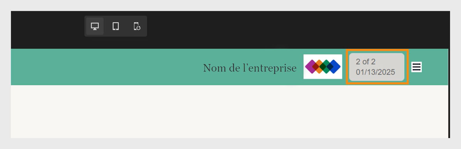 Aperçu de la variable de date dans un en-tête