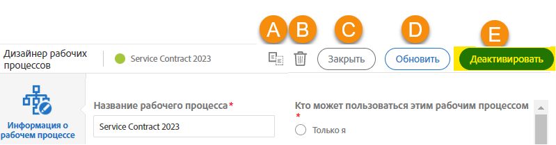 Деактивация рабочего процесса