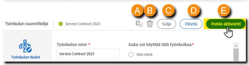 Työnkulun epäaktivointi