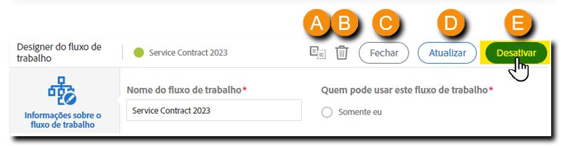 Desativar o fluxo de trabalho