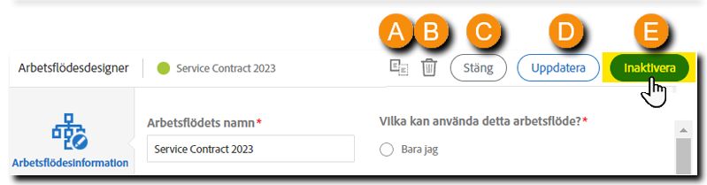 Inaktivera arbetsflödet