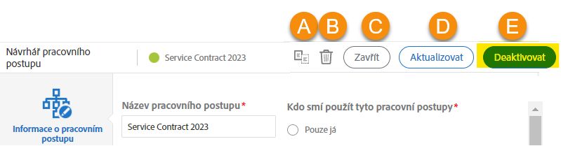 Deaktivace pracovního postupu