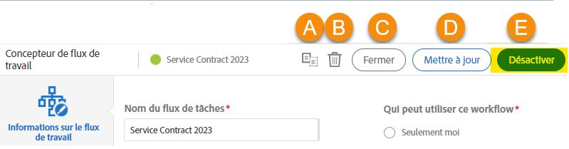 Désactivation du workflow