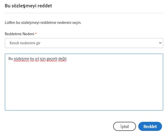 &quot;İmzalamaya Reddet&quot; paneli