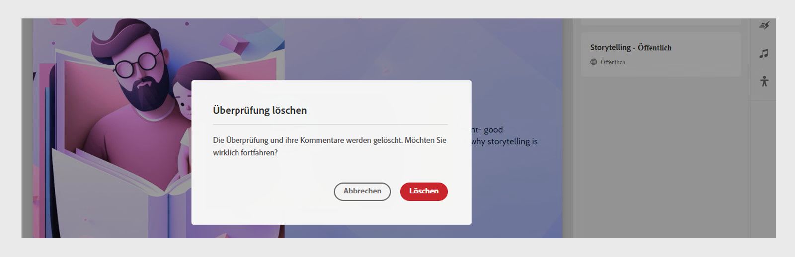 Löschen eines Reviews aus der Review-Liste