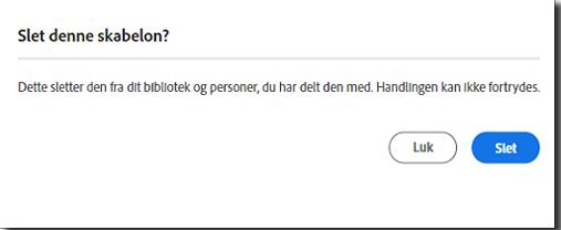 Anmodning om at slette skabelon