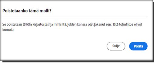 Poista malli -kehote