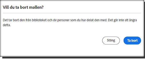 Kontrollen Ta bort mallen