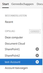 De opties Kruisje en Gereed voor het verwijderen van een account