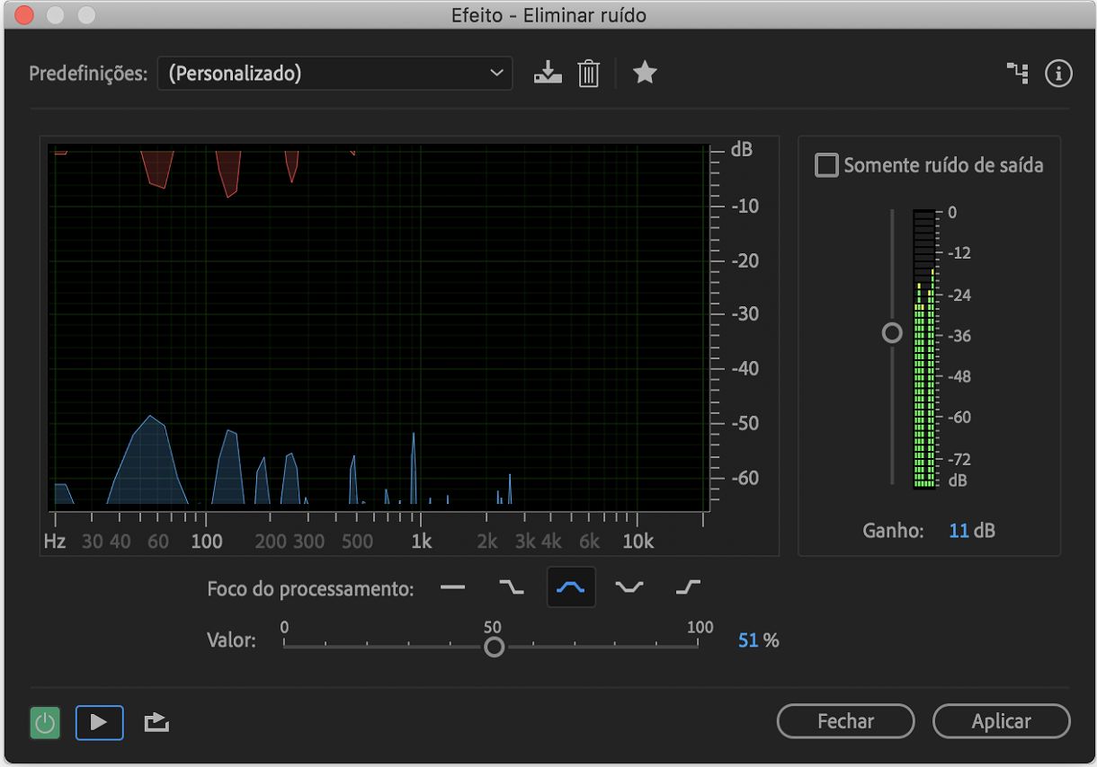 Controles do efeito Eliminação de ruído