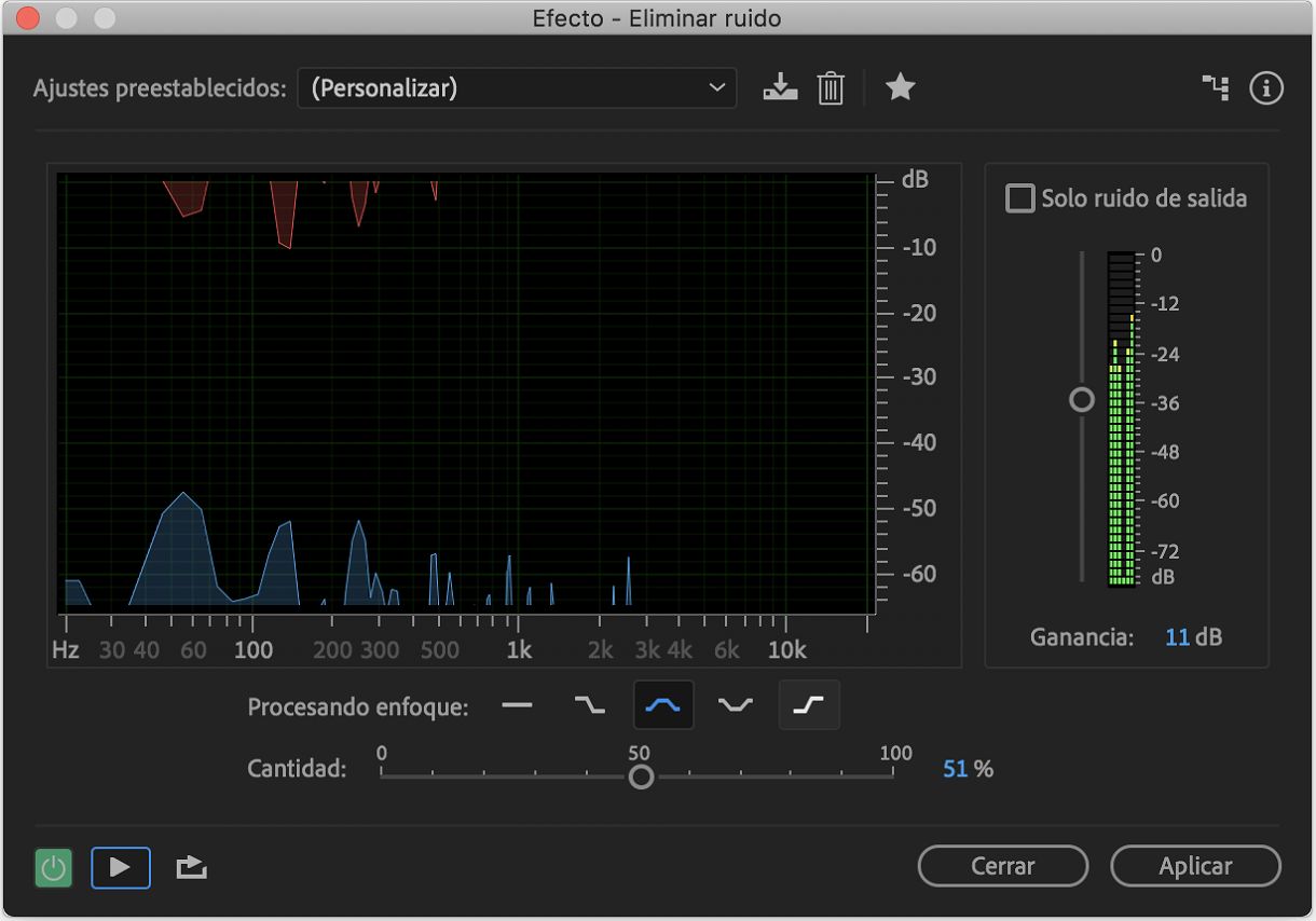 Controles del efecto Eliminación de ruido