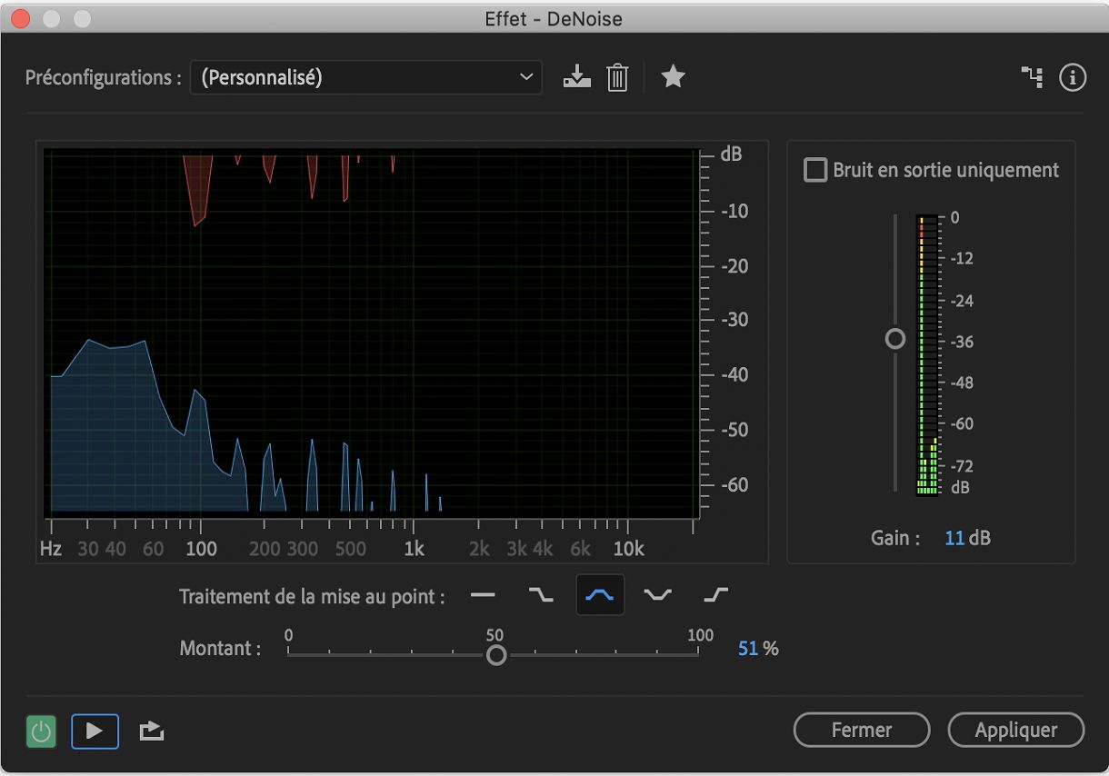 Options d’effet DeNoise 