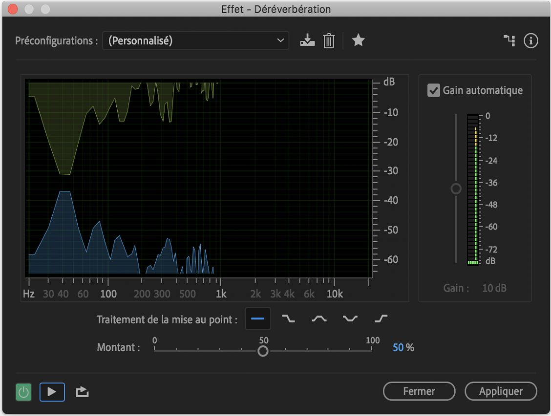 Options d’effet DeReverb 