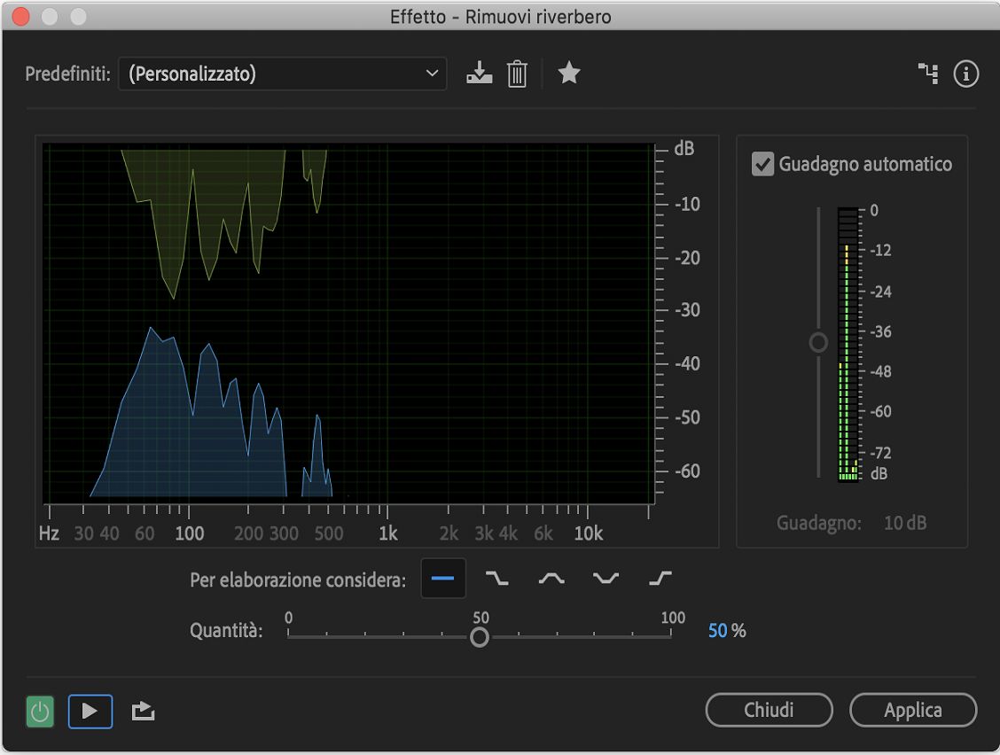 Controlli dell’effetto Rimuovi riverbero