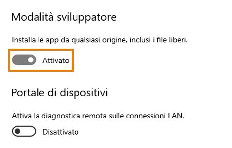 Modalità sviluppatore