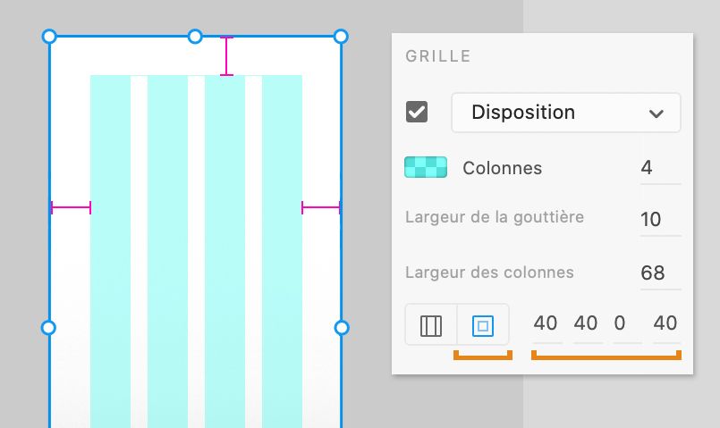 Modification de la marge de chaque côté