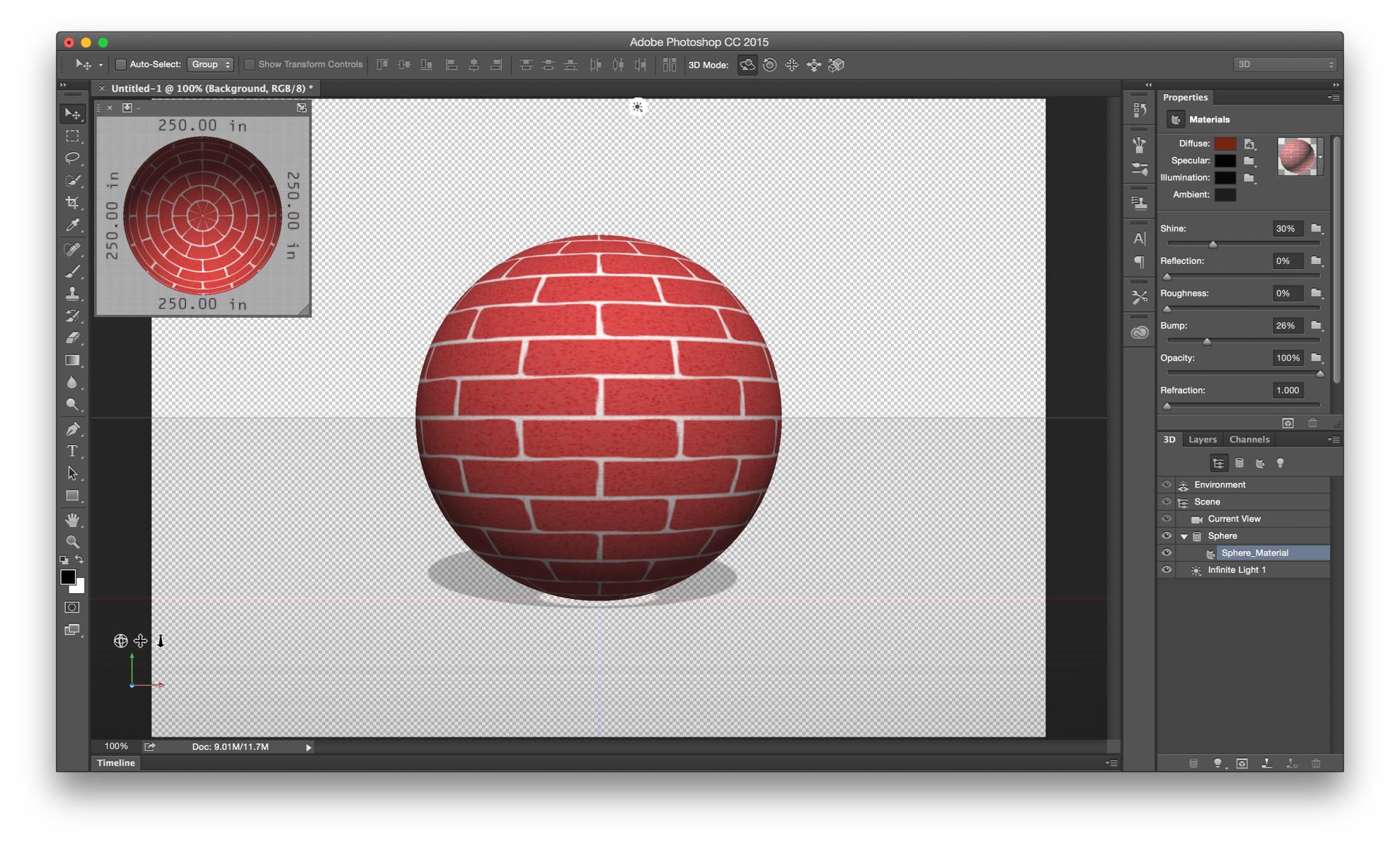 Textur im 3D-Bedienfeld in Photoshop
