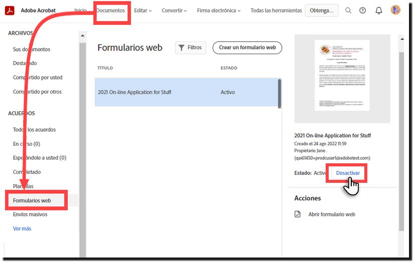 Deshabilitar un formulario web