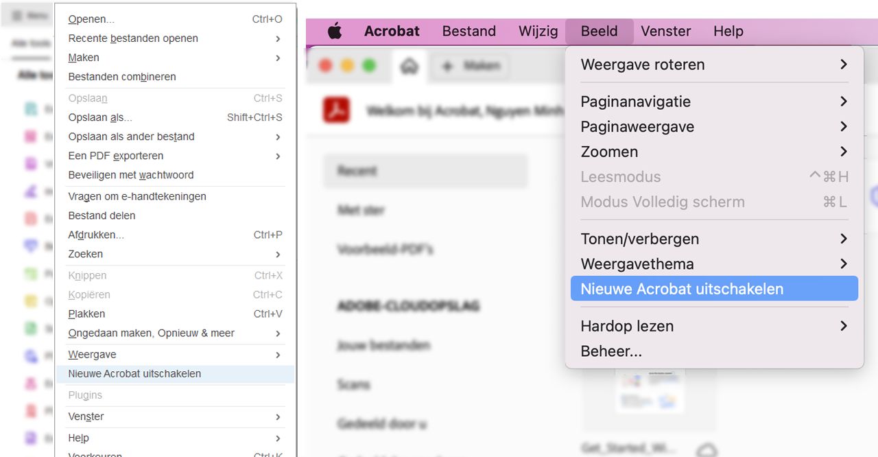 Nieuwe Acrobat uitschakelen