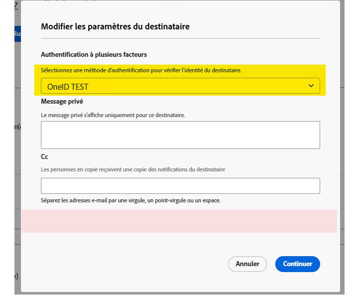 Affichage des paramètres du destinataire pour l’expéditeur lorsque la vérification d’adresse e-mail est désactivée