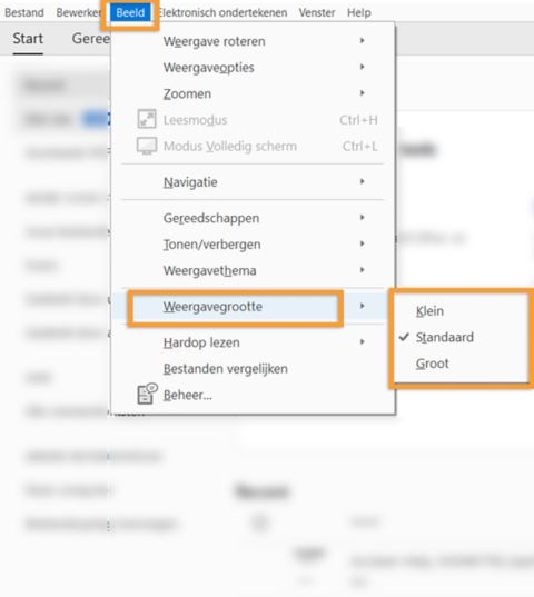 De weergavegrootte aanpassen