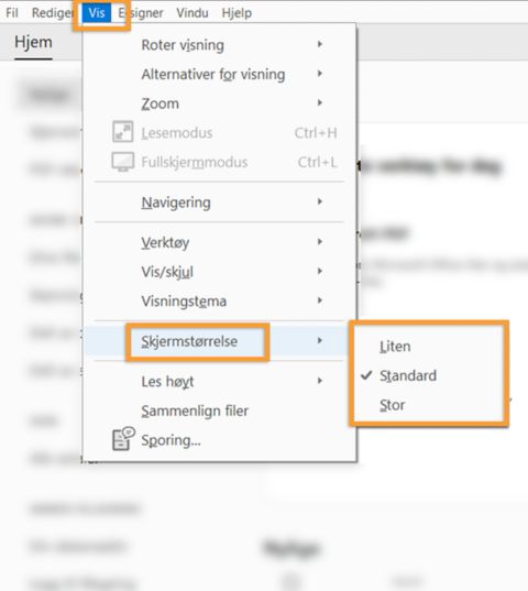 Juster visningsstørrelsen