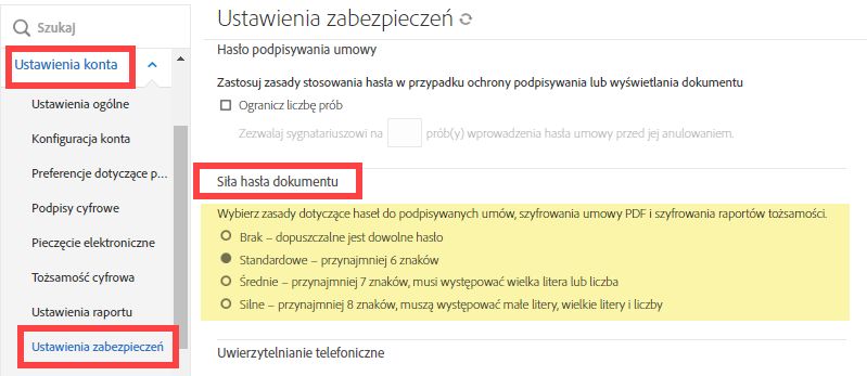 Siła hasła dokumentu DIG