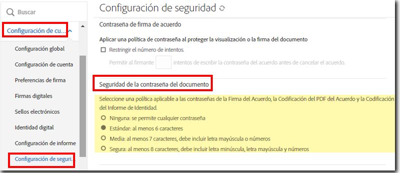 Seguridad de la contraseña del documento DIG