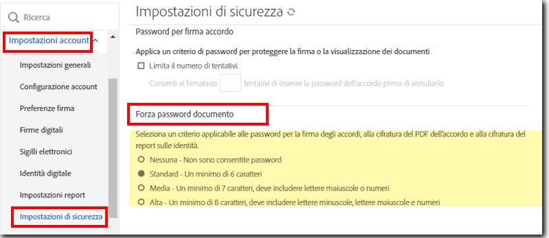 Sicurezza della password del documento DIG