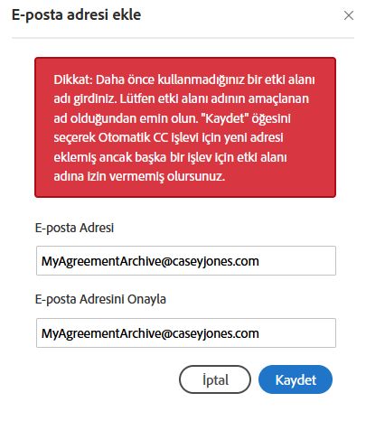 Arşiv e-postasını girin  adres