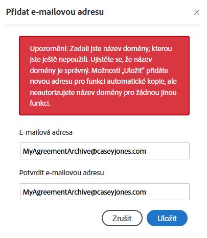 Zadejte e-mail archivu  adresa; address