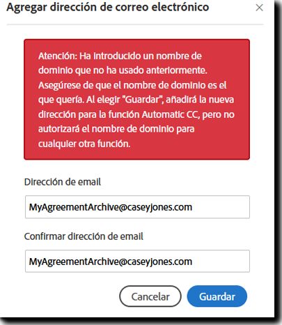 Introducir el correo electrónico de archivado dirección