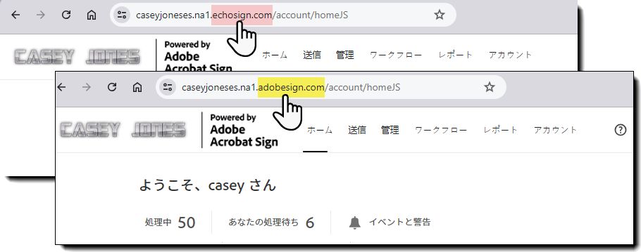 ドメインがハイライト表示されているアカウント URL。