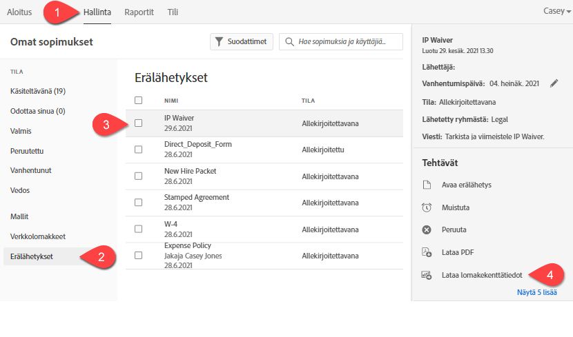 Lataa lomakekenttätiedot