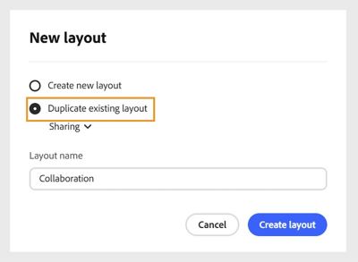 Duplicate an existing layout