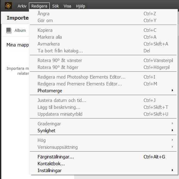 installera uppdateringar i Elements Organizer