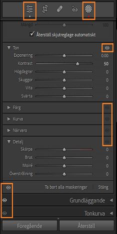 Skärmbild av paneler som framhäver den nya funktionen med redigerings- och ögonindikatorer.