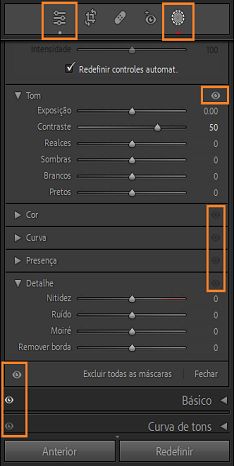 Captura de tela de painéis que destacam o novo recurso de indicador de edição e indicador de olho.