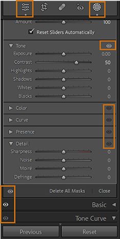 Screenshot of panels highlighting new edit indicator and eye indicator feature.