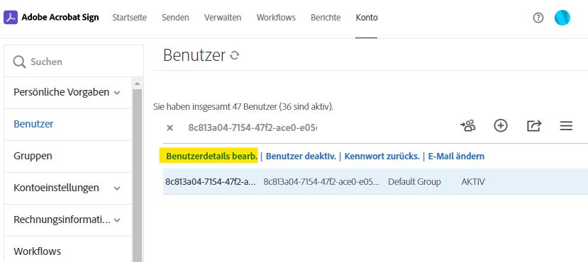 Benutzendendetails bearbeiten