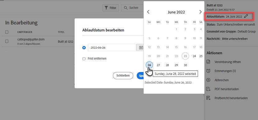 Ablaufdatum bearbeiten